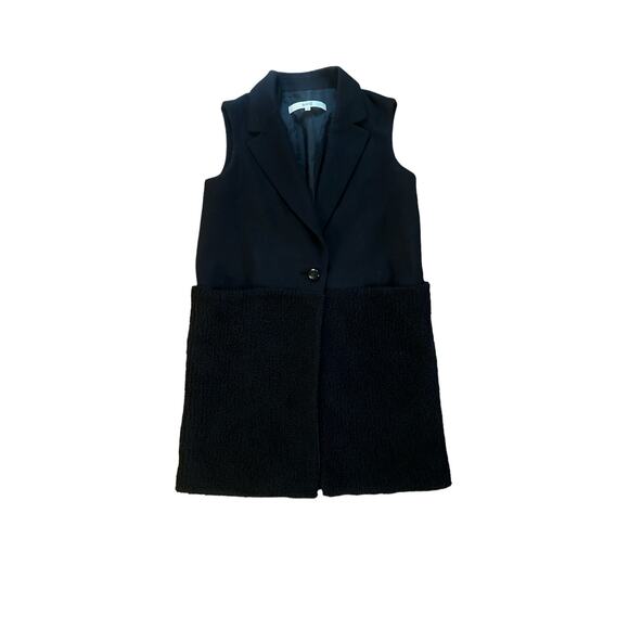 Women 4 RHIE Black Wool Drape Jacket Vest Sleeveless Layering Made in Japan - Picture 1 of 6